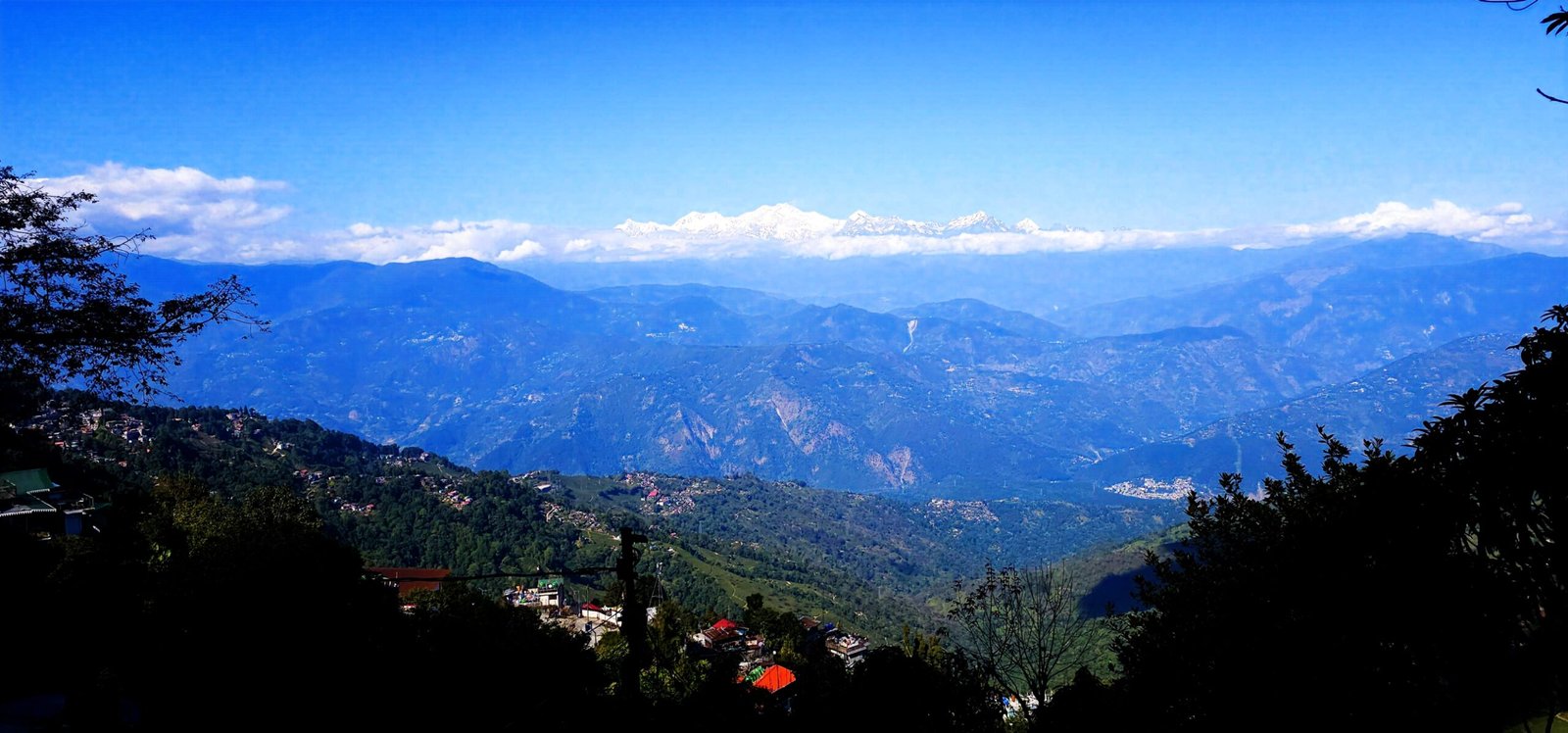 Panoramic mountain view from hotel near Mall Road Darjeeling