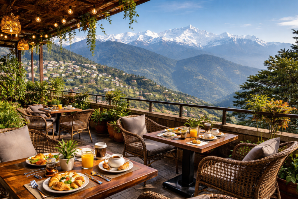 Dining in Darjeeling with Kanchenjunga view at View Point Residency