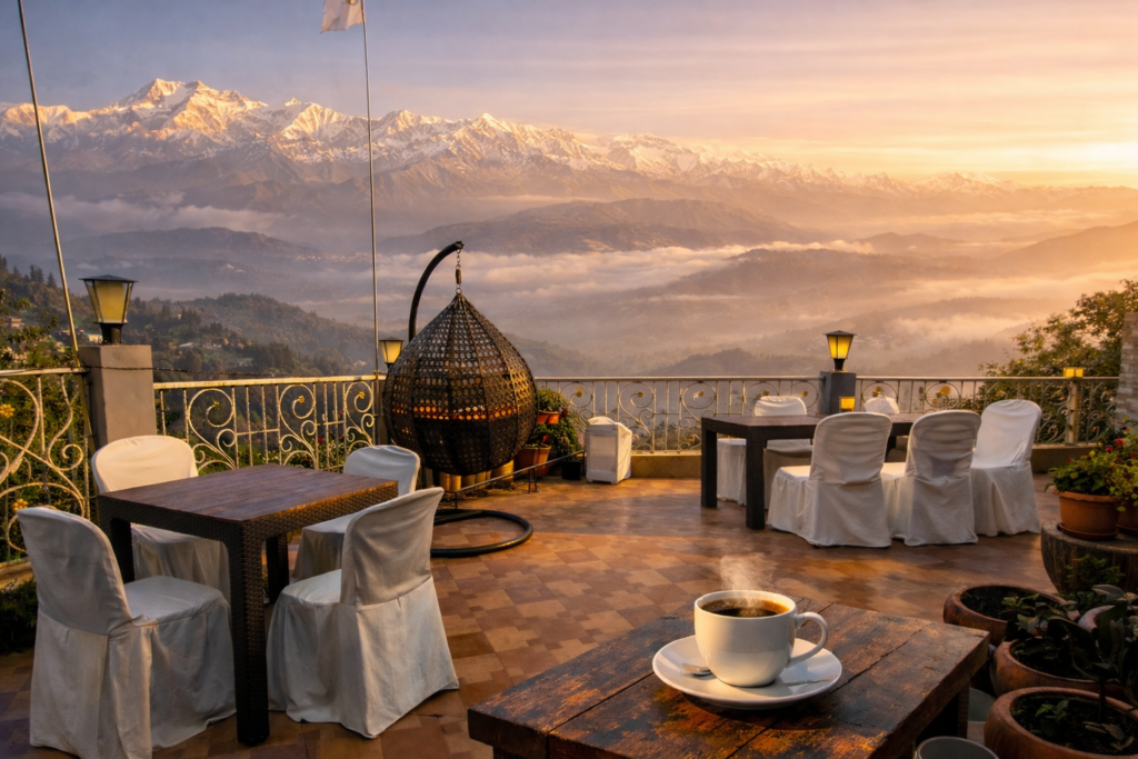 Kanchenjunga View from Rooftop Café of View point Residency Darjeeling