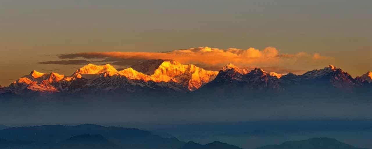 Golden Kanchenjunga view from Darjeeling hotel